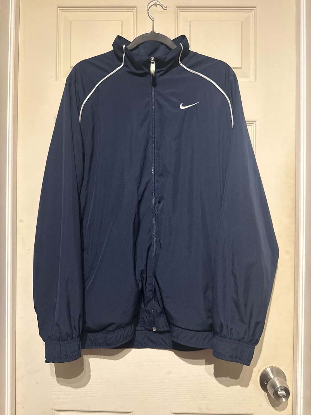 Y2k Nike Full Zip Track Jacket Size L Navy Blue Dri-FIT Windbreaker